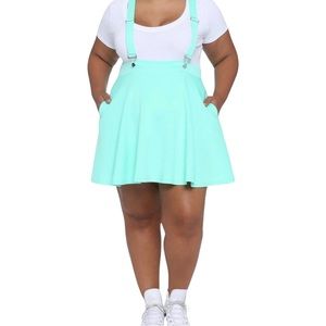 HOT TOPIC MINT SUSPENDER SKIRT
